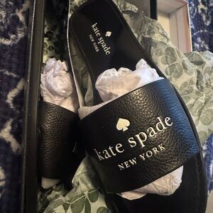 Kate Spade Black Leather Slides